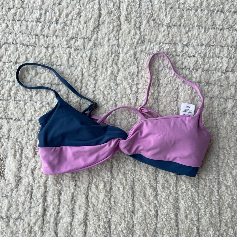 L*Space Nancy Lee Twist Front Pink and Blue Bikini Top